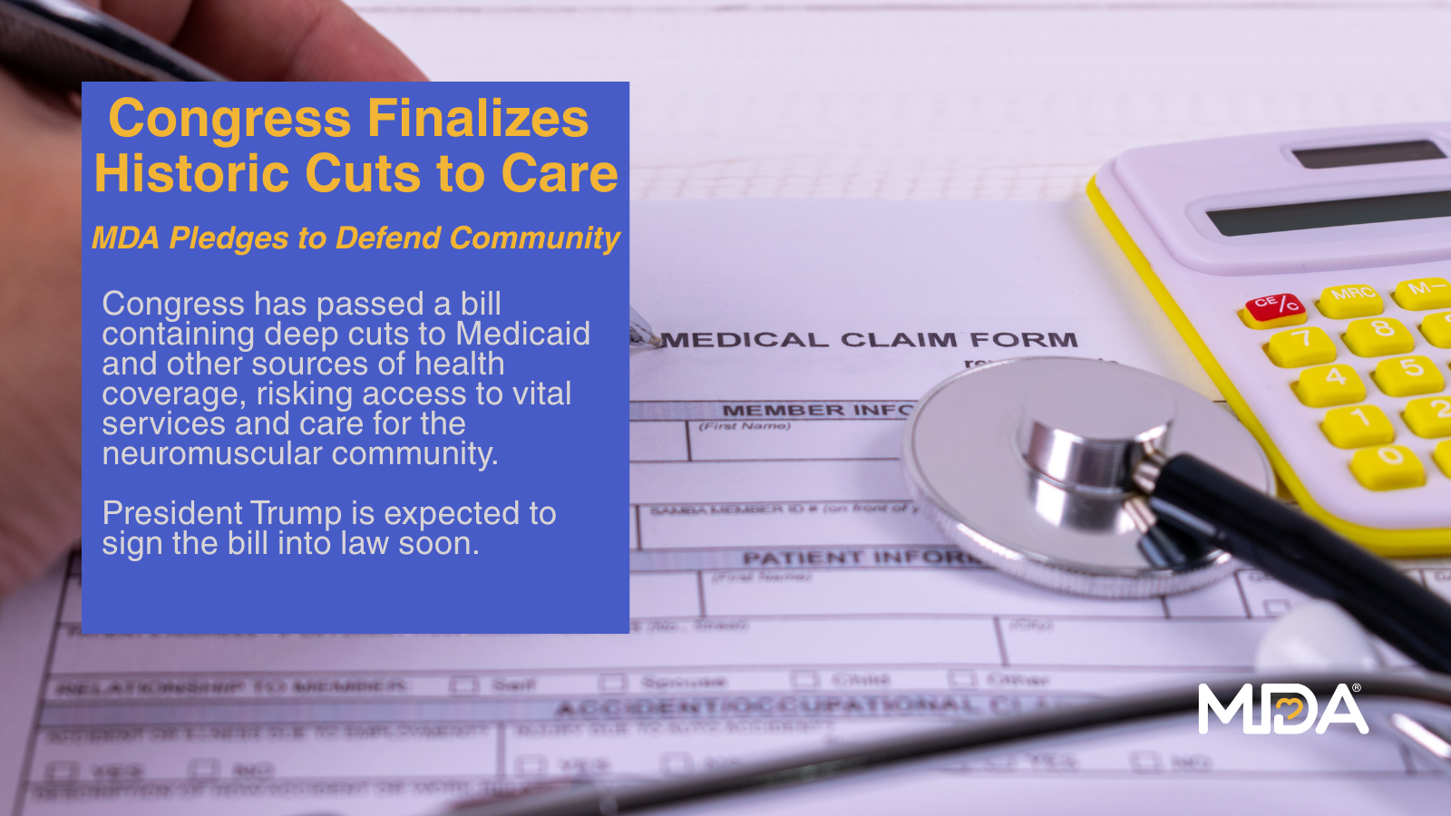 Congress Finalizes Historic Cuts to Care; MDA Pledges to Defend